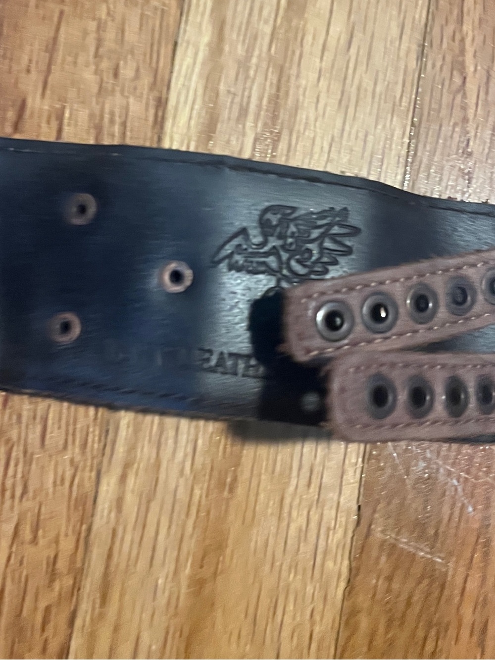 Adjustable leather rock band cuff bracelet - Picture 3 of 3